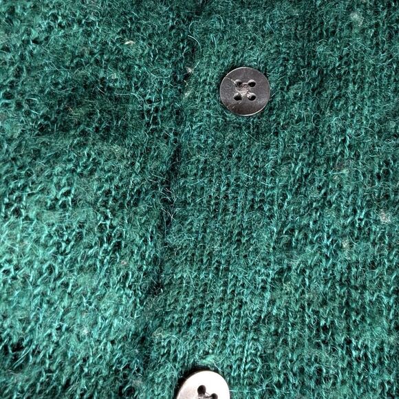 Emerald green mohair wool blend V -neck cardigan 3/4 sleeves size S - Picture 6 of 10